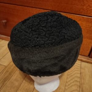 Chic Vintage Black Fur Hat Men's Women's Persian Lamb Ambassador